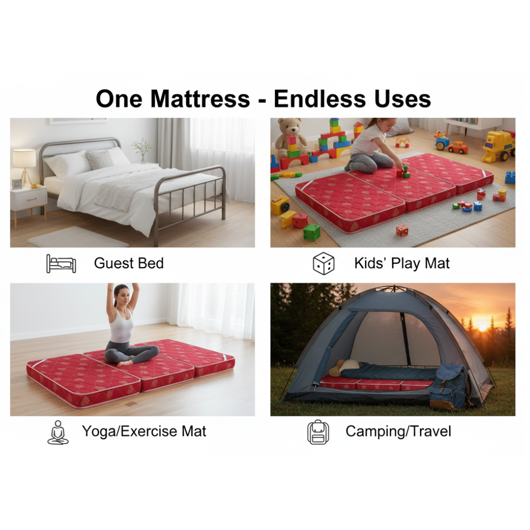 Sleepinmat Soft Collection Folding Mattress 72x36x4 Inch Portable & Space Saving High Density Foam Bed Mattress (Foam)